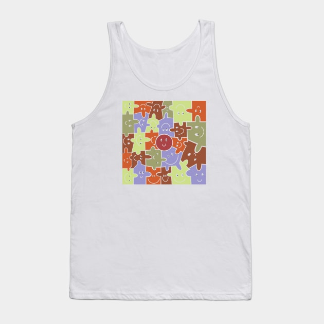 Colorful Smiley Face Puzzle Pieces Tank Top by Suneldesigns